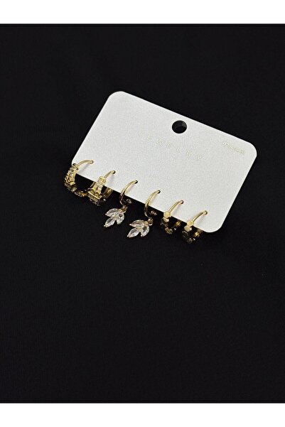 Melisa Takı & Aksesuar 316L Çelik Jewelry Gold Renk 6lı Set Küpe