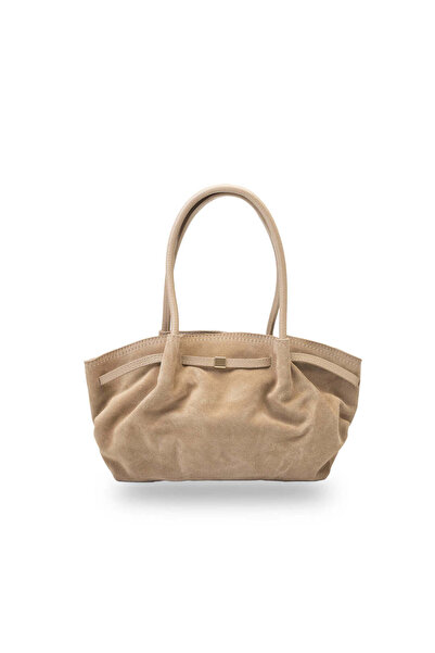 TORO NERO Women's bag made of light taupe genuine leather Elena