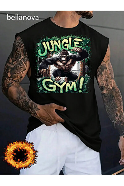 valeriae ملابس رجالية على طراز ستريت وير، قميص بدون أكمام من القطن الأسود الأصلي