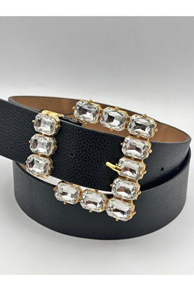 MODAM HİFA Gold Buckle Stoned Women's Belt Trouser Belt Dress Belt Shirt Belt...