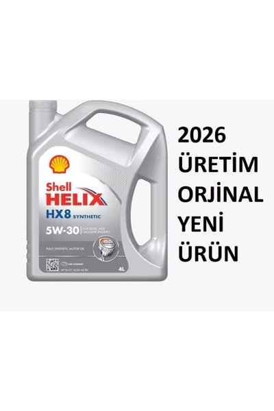 SHELL 2026 Üretim Helix HX8 5W-30 Motor Yağı Tam Sentetik 4L
