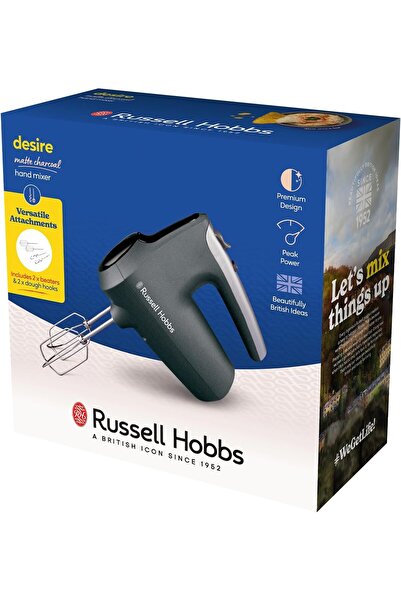 RUSSELL HOBBS Hand Blender, 5 Speeds + Turbo, Chrome Whisks, Bowl, Rest Function