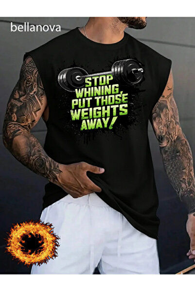 bellanova ملابس رجالية على طراز ستريت وير، قميص بدون أكمام من القطن الأسود ال...