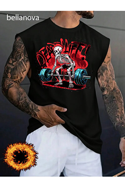 valeriae ملابس رجالية على طراز ستريت وير، قميص بدون أكمام من القطن الأسود الأصلي