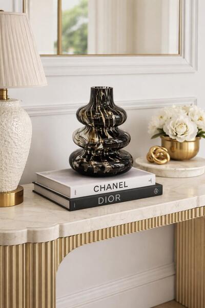 MİEN Cam Dekoratif Vazo TKEBT Kahve