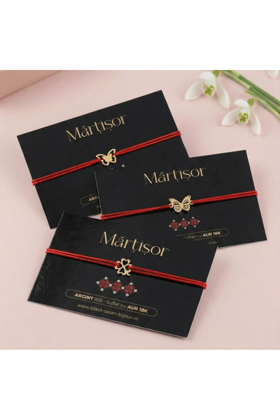 BLACK SWAN Bijoux Pack of 10 x Martisor bracelet with cord made of 925 Silver...