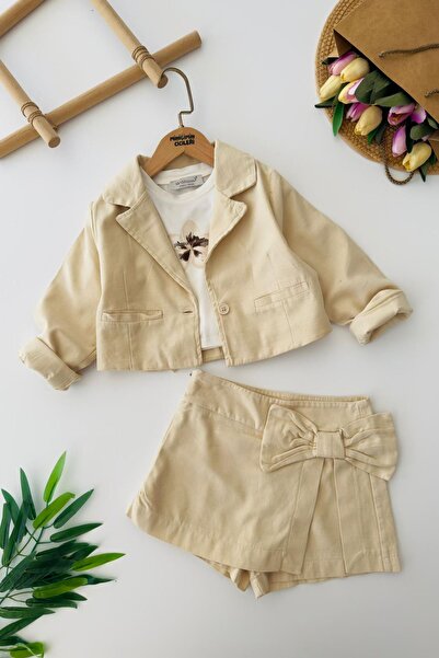 Minigimin Cicileri Set de 3 piese din bumbac pentru fetițe, cu detalii cu fun...