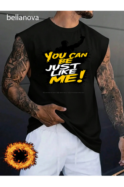 bellanova ملابس رجالية على طراز ستريت وير، قميص بدون أكمام من القطن الأسود ال...