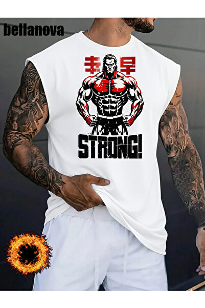 valeriae قميص رجالي أبيض مطبوع بقصة واسعة من القطن وياقة دائرية