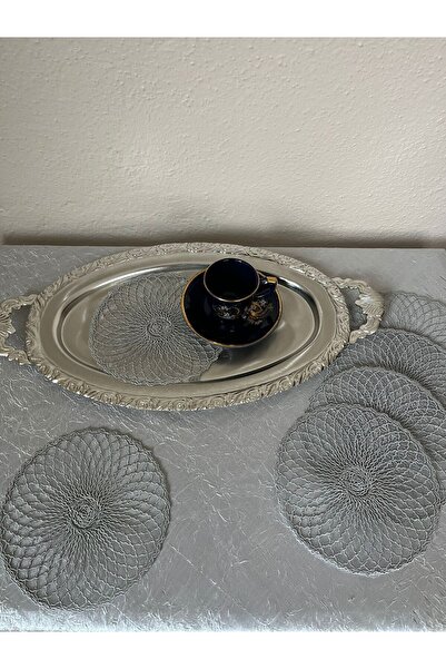 BRL ÇEYİZ HOME Set of 6 Coffee-Color Stylish Guipure Tulle Presentation Napkins