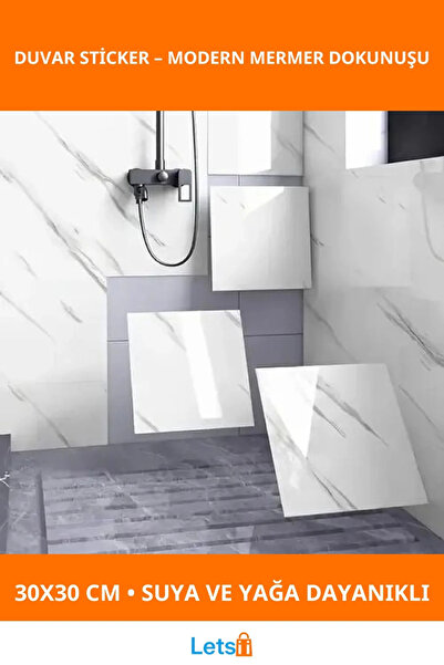 Letsii Beyaz Mermer Desenli Su Geçirmez Dayanıklı Alüminyum Plastik Duvar Sti...
