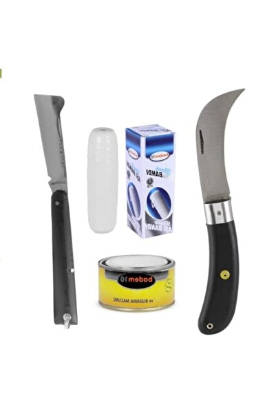 markentegra Ağaç Dal Aşılama Seti - 4 Parça Plastik Saplı Bıçak, Soğuk Aşı Ma...