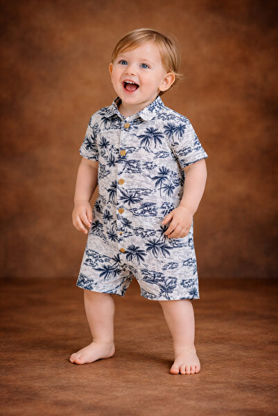 Chicsy Baby Tropical Patterned Baby Boy Summer Set Cotton Shorts Overalls