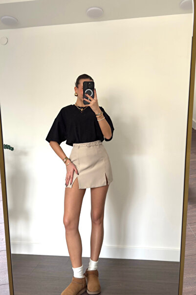 Grtrend Yırtmaç Detaylı Taş Şort Etek