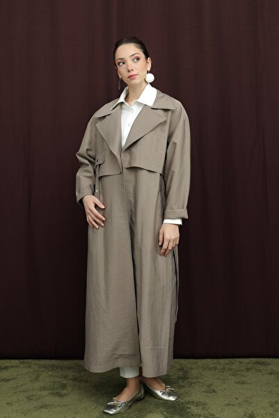 Puane Trenci de damă cu detaliu buzunar și curea VİZON 15228