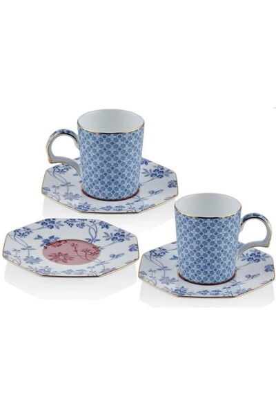 tea delight Regency Damask - Set of 2 Coffee Cups Blue