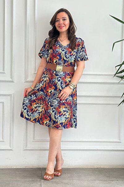 yb yağmur butik Rochie din viscoză cu mâneci tip înger și decolteu în V