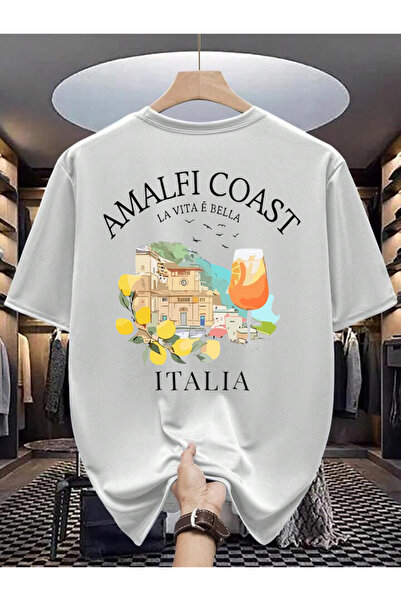 Rivox Unisex White Oversize T-Shirt Cotton Fabric Italy Printed