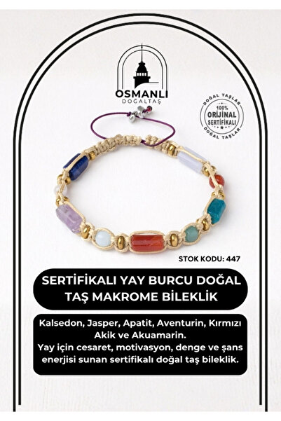 OSMANLI DOĞAL TAŞ Certified Sagittarius Zodiac Natural Stone Macrame Bracelet...