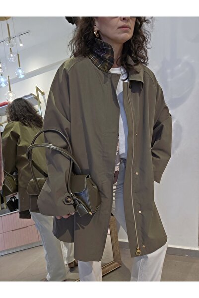 Butik Kadın, Yakası Ekoseli, Çıtçıt ve Fermuarlı, Üst Kalite, Bol Kalıp, Asta...