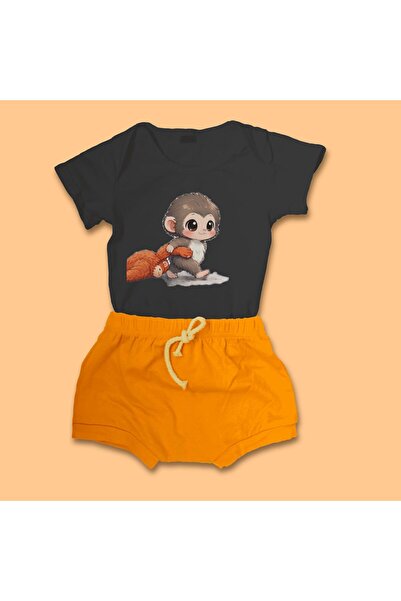 HER ŞEY NOTA www.herseynota.com Tricou negru pentru copii cu model Punch Monk...