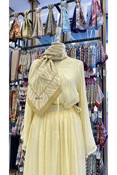 KUQOS Zebra Desen Eşarp Sarı