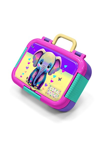 Coral High Παιδικό δοχείο φαγητού από ανοξείδωτο ατσάλι με ροζ τιρκουάζ σχέδι...