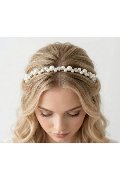 gelinmz تاج العروس المزين باللؤلؤ والكريستال مع عصابة رأس