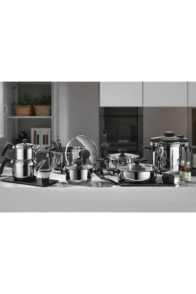 Kütahya Porselen Caprıce 13 Parça Çelik Tencere Seti Siyah