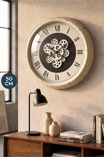 HOMİNG Bienne 50 cm Büyük Boy Vintage Duvar Saati 242524