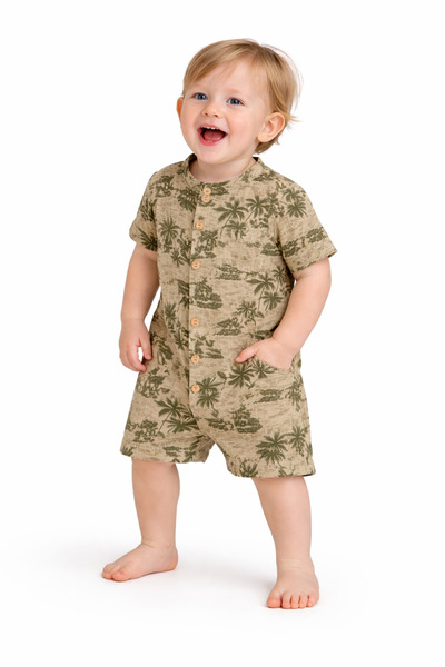 Chicsy Baby Tropical Patterned Baby Boy Summer Set Cotton Shorts Overalls