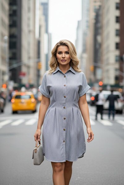 Mossta Trikoton Button Detailed Mini Shirt Dress - Black