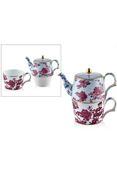 tea delight ريجينسي داماسك - طقم إبريق شاي وكوب فردي