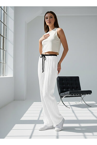 fablair Drawstring Textured High Waist Pants