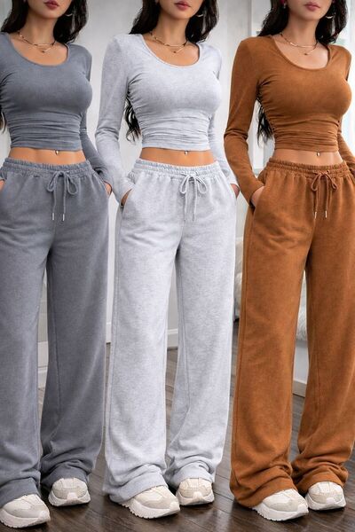 Le Vion Women's 3-Piece Wide-Leg Sweatpants Seasonal Oversize Comfortable Cut