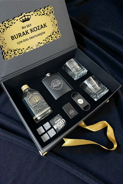 hediyemen Exclusive Premium Kutuda İsme Özel Viski Bardağı & Matara