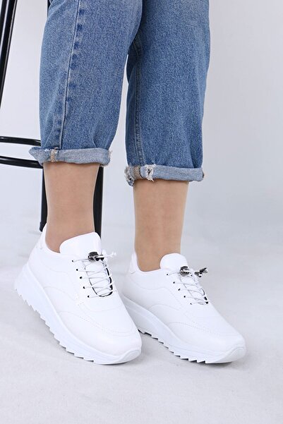 sefayol Pantofi sport casual pentru femei Lanton, din piele albă mată, cu șir...
