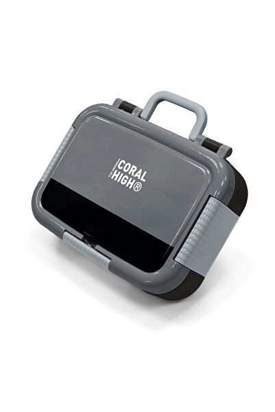 Coral High Kids Dark Gray Black Patterned Stainless Steel Lunch Box 39347