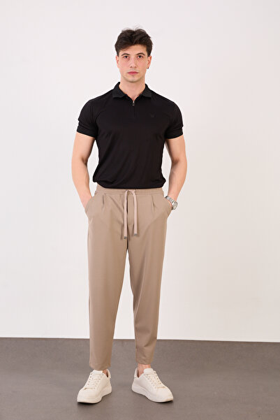 Mayco Fashion Erkek Bej Zara Kesim Yarı Şalvar Lastikli Bağcıklı Pantolon 260...