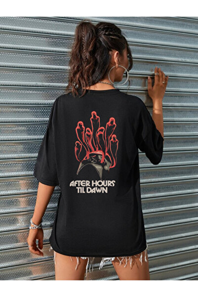 Rivox Unisex Black Oversize T-Shirt Cotton Fabric Afterhouse Printed