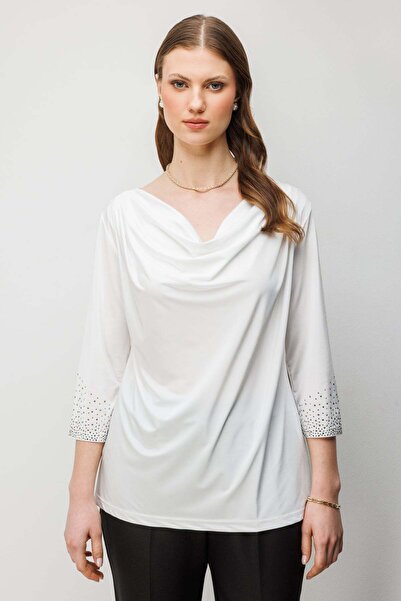 Mi Pret a Porter Mi Degaje Yaka Taşlı Bluz