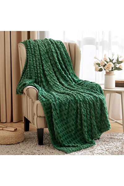 OEM MIULEE Flannel Blanket - Soft Reversible with Pom Poms, White, 125 x 150 cm