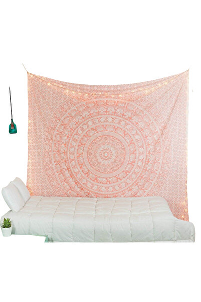 OEM Raajsee Wall Tapestry - Mandala 100% Cotton , Hand-Finished - White/Pink,...