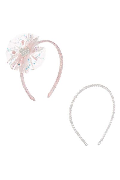 OEM Set Coronite Par Roz cu Funda Tul cu Paiete & Margele Albe - 2buc