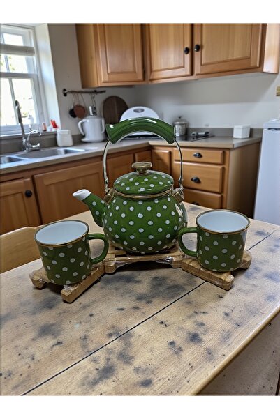 EMAYE TEZGAHI طقم إبريق شاي مطلي بالمينا