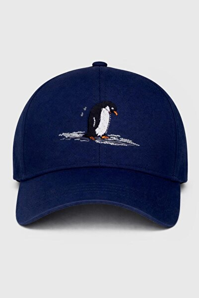 sf collection Nihilist Penguin Embroidered Navy Blue Basic Unisex Sports Hat