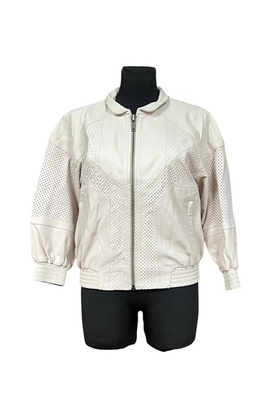 OEM Geacă Bomber Damă KOOKAI, 100% Piele de Oaie, Rezistentă Vânt, Alb, Mărim...