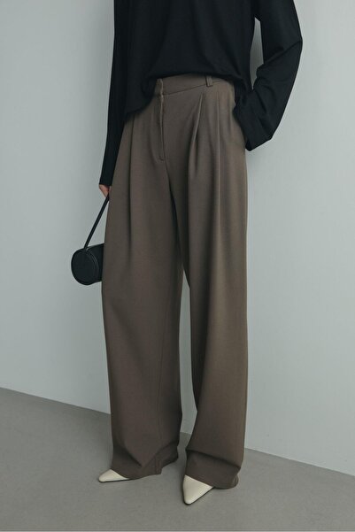 Suud Collection Brown Lina Pleated Trousers