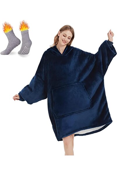 OEM Hooded Blanket and Socks - Oversized Sweatshirt, Functional Pocket, One S...