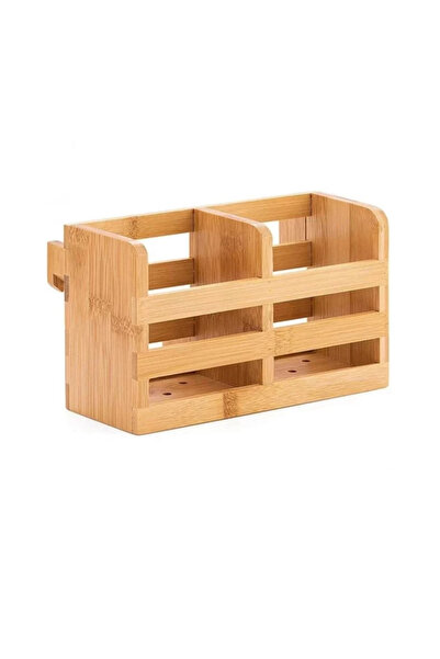 MİEN Men889 Bamboo Spoon Holder 2 Compartments 13X15X7 cm